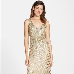 Aidan Mattox Gold Sequin Mesh Gown/ Prom Dress